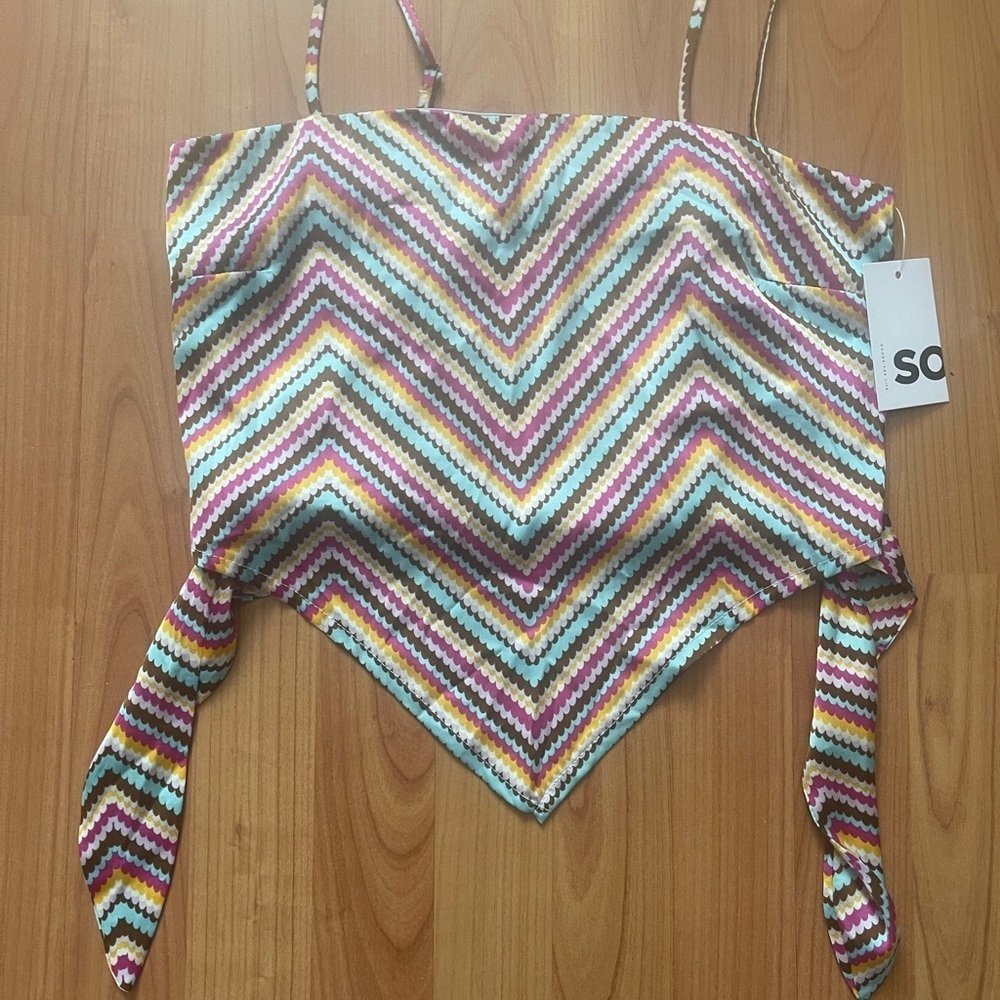 NWT SO striped size small adjustable straps boho top Mfg 34.99